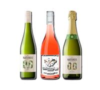 vino sin alcohol 0,0 Natureo Blanco Muscat, Disfrutando 0,0 Rosado y Natureo Sparking 0,0 pack de 3 botellas 75cl