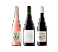 vino sin alcohol 0,0 Natureo Rosado, Le Naturel Zero Zero Tinto y Natureo Tinto pack de 3 botellas 75cl