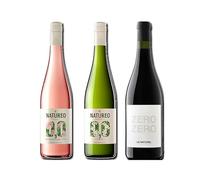 vino sin alcohol 0,0 Natureo Rosado, Natureo Blanco Muscat y Le Naturel Zero Zero Tinto pack de 3 botellas 75cl