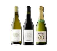 vino sin alcohol 0,0 Zero Zero Le Naturel Blanco, Le Naturel Zero Zero Tinto y Natureo Sparking 0,0 pack de 3 botellas 75cl