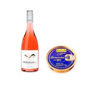 vino sin alcohol Disfrutando 0,0 Rosado con Berberechos al Ajillo Los Peperetes - 1 lata y 1 botella de 75 cl