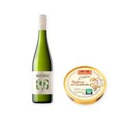 vino sin alcohol Natureo Blanco Muscat con Mejillones en Escabeche 10-12 Pzs Los Peperetes - 1 lata y 1 botella de 75 cl