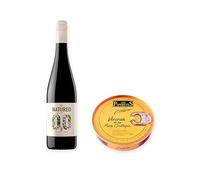 vino sin alcohol Natureo Tinto con Vieiras de las Rías Gallegas Los Peperetes - 1 lata y 1 botella de 75 cl