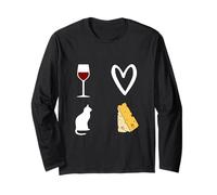 Vino Tinto, Gato y Queso Esto es lo Que Amo Mujer Hombre Manga Larga