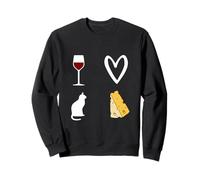 Vino Tinto, Gato y Queso Esto es lo Que Amo Mujer Hombre Sudadera