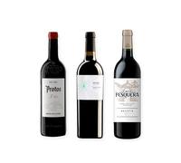 vino tinto Ribera del Duero Protos 3er Año, Arzuaga Crianza Ecológico y Pesquera Reserva pack de 3 botellas 75 cl
