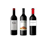 vino tinto Ribera del Duero Protos 3er Año, Emilio Moro Vendimia Seleccionada y Carmelo Rodero Crianza pack de 3 botellas 75 cl