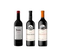 vino tinto Ribera del Duero Protos 3er Año, Emilio Moro y Malleolus pack de 3 botellas 75 cl