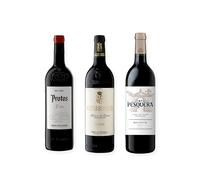 vino tinto Ribera del Duero Protos 3er Año, Matarromera Crianza y Pesquera Reserva pack de 3 botellas 75 cl
