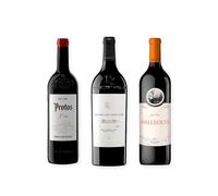 vino tinto Ribera del Duero Protos 3er Año, Pago de los Capellanes Reserva y Malleolus pack de 3 botellas 75 cl