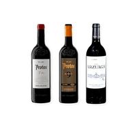 vino tinto Ribera del Duero Protos 3er Año, Protos 9 Meses y Arzuaga Reserva pack de 3 botellas 75 cl