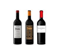 vino tinto Ribera del Duero Protos 3er Año, Protos 9 Meses y Carmelo Rodero Crianza pack de 3 botellas 75 cl