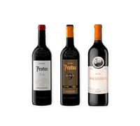 vino tinto Ribera del Duero Protos 3er Año, Protos 9 Meses y Malleolus pack de 3 botellas 75 cl