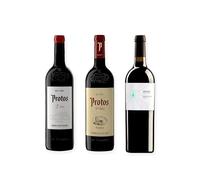 vino tinto Ribera del Duero Protos 3er Año, Protos Reserva 5º Año y Arzuaga Crianza Ecológico pack de 3 botellas 75 cl