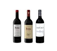 vino tinto Ribera del Duero Protos 3er Año, Protos Reserva 5º Año y Arzuaga Reserva pack de 3 botellas 75 cl