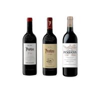 vino tinto Ribera del Duero Protos 3er Año, Protos Reserva 5º Año y Pesquera Reserva pack de 3 botellas 75 cl
