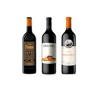 vino tinto Ribera del Duero Protos 9 Meses, Emilio Moro Vendimia Seleccionada y Malleolus pack de 3 botellas 75 cl