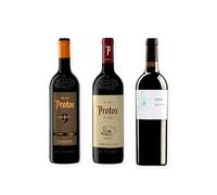 vino tinto Ribera del Duero Protos 9 Meses, Protos Reserva 5º Año y Arzuaga Crianza Ecológico pack de 3 botellas 75 cl