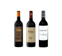 vino tinto Ribera del Duero Protos 9 Meses, Protos Reserva 5º Año y Arzuaga Reserva pack de 3 botellas 75 cl