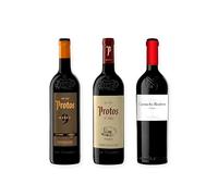 vino tinto Ribera del Duero Protos 9 Meses, Protos Reserva 5º Año y Carmelo Rodero Crianza pack de 3 botellas 75 cl