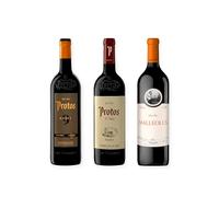 vino tinto Ribera del Duero Protos 9 Meses, Protos Reserva 5º Año y Malleolus pack de 3 botellas 75 cl