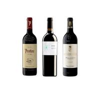 vino tinto Ribera del Duero Protos Reserva 5º Año, Arzuaga Crianza Ecológico y Matarromera Crianza pack de 3 botellas 75 cl