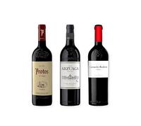 vino tinto Ribera del Duero Protos Reserva 5º Año, Arzuaga Crianza y Carmelo Rodero Crianza pack de 3 botellas 75 cl