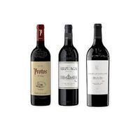 vino tinto Ribera del Duero Protos Reserva 5º Año, Arzuaga Crianza y Pago de los Capellanes Reserva pack de 3 botellas 75 cl