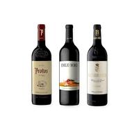 vino tinto Ribera del Duero Protos Reserva 5º Año, Emilio Moro Vendimia Seleccionada y Matarromera Crianza pack de 3 botellas 75 cl
