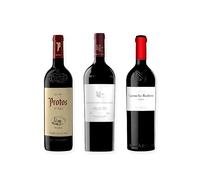 vino tinto Ribera del Duero Protos Reserva 5º Año, Pago de los Capellanes Crianza y Carmelo Rodero Crianza pack de 3 botellas 75 cl