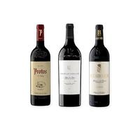 vino tinto Ribera del Duero Protos Reserva 5º Año, Pago de los Capellanes Reserva y Matarromera Crianza pack de 3 botellas 75 cl