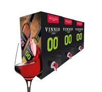 Vino tinto SIN alcohol - Formato Nevera - VINNIO - 0,0 Premium Tinto | 3 Bag in Box de 3 litros- total 9 litros | Equivalente a más de 12 Botellas de 750 | Formato ahorro Formato Nevera