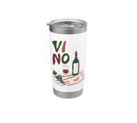 Vino Wine Lover Uvas Botella Picnic Viñedo Vaso térmico de acero inoxidable de doble pared
