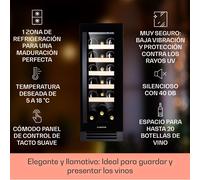 Vinovilla 20 Built-In Vinoteca 50 L/20 botellas Puerta de cristal Acero inoxidable Klarstein