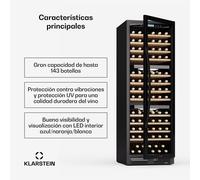 Vinovilla 59,5cm 143 Botellas Vinoteca Integrable 3 Zonas Negro