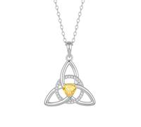 Vinoya Collar de nudo celta para mujer, corazón con piedra natal de la Trinidad, colgante de nudo celta, joyería irlandesa, regalo para ella, inch, Latón, Circonita cúbica