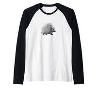 Vinrage Silueta Blanco y Negro Puercoespín Camiseta Manga Raglan
