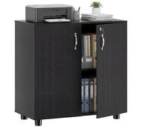 Vinsetto Archivador con Puertas y estantes con Cerradura, Armario de Almacenamiento de 2 Niveles con Cerradura con 2 Llaves para Oficina en casa, 80 x 40 x 80 cm, Color Negro