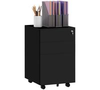 Vinsetto Archivador con Ruedas de 3 Cajones con llave con ruedas 37x43,5x60 cm Negro Aosom España