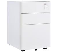 Vinsetto Archivador de oficina con ruedas 3 cajones deslizantes bloqueables organizador de archivos 39x48x59 cm acero Blanco Aosom España