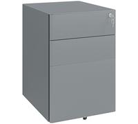 Vinsetto Archivador de oficina con ruedas y 3 cajones bloqueables organizador de archivos 39x48x59 cm acero Gris Aosom España