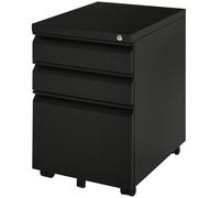 Vinsetto Archivador de oficina móvil con ruedas Archivador de oficina de 3 cajones con cerradura 39x48x60 cm Negro Aosom España