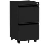 Vinsetto archivador móvil 2 cajones metálico con Cerradura Negro | para Letter, A4 y Legal, cuerpo preensamblado