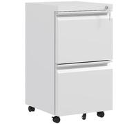 Vinsetto Archivador móvil de 2 cajones, archivador de Acero con Cerradura para tamaño Carta, A4 y Legal, Cuerpo premontado, Color Blanco