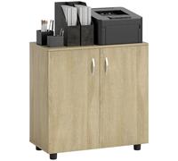 Vinsetto Armario Archivador con 2 Puertas Cerradura 80x40x80 cm Roble | Archivador de Oficina, Estantes, Tirador de Aluminio, para Sala de Estar, Estudio