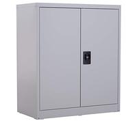 Vinsetto Armario Archivador Metálico con 2 Puertas y Cerradura, Archivador de Oficina con Estante Regulable, Armario Metálico para Estudio y Sala de Estar, 80x40x92,5 cm Gris