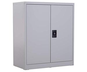 Vinsetto Armario Archivador Metálico con 2 Puertas y Cerradura, Archivador de Oficina con Estante Regulable, Armario Metálico para Estudio y Sala de Estar, 80x40x92,5 cm Gris