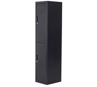 Vinsetto - Armario de 4 niveles, armario de metal con 2 puertas con cerradura con 2 llaves, barra para colgar armario de oficina, garaje, escuela, 38 x 46 x 180 cm, color negro