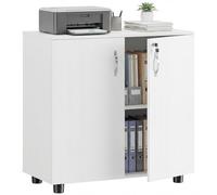 Vinsetto - Armario de oficina con 2 niveles, armario de almacenamiento de oficina con 2 puertas, cerraduras y llaves, armario para archivos, para casa, garaje, 80 x 40 x 80 cm, color blanco