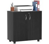 Vinsetto Armario Oficina con Cerradura, 2 Puertas, 80x40x80 cm, Negro | Armario de almacenamiento, Seguridad con llave, Estante de 2 niveles, Aparador multiusos, Oficina en casa, Estudio